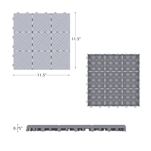 11.5  x 11.5  Plastic Interlocking Deck Tile in Gray (Set of 48) MRM1967 Online Sale - Image 4