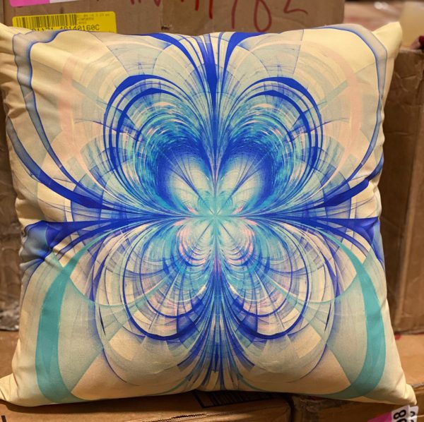 16  x 16  Turquoise Floral Fractal Flower Pattern Throw Pillow set of 2 4889RR For Sale