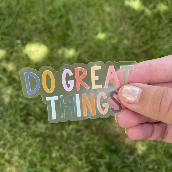 Do Great Things Multicolor Lettering Clear Sticker Sale - Image 4